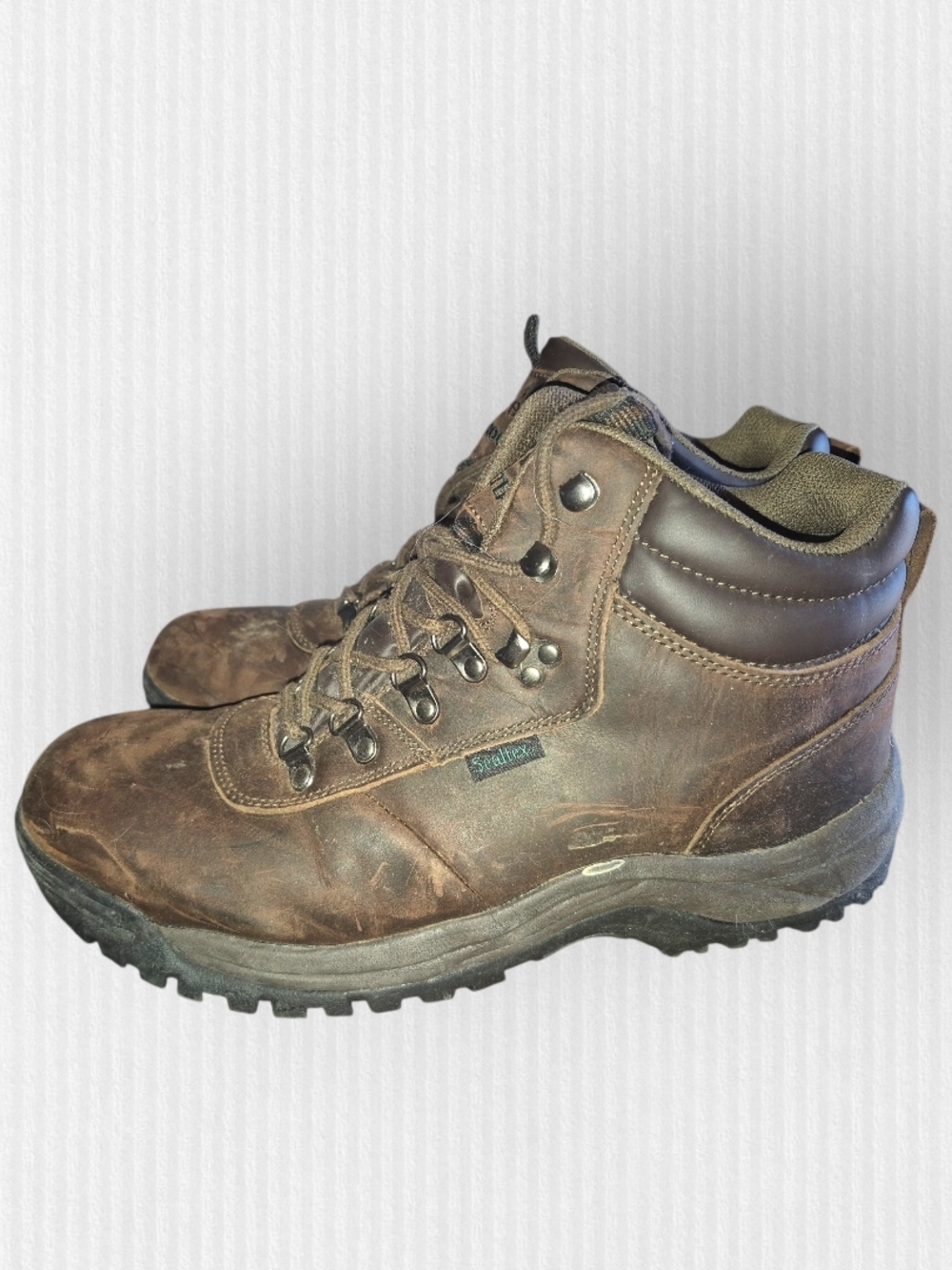 Men's Brown Leather Ankle Hiking Boots - Rugged Trail Support